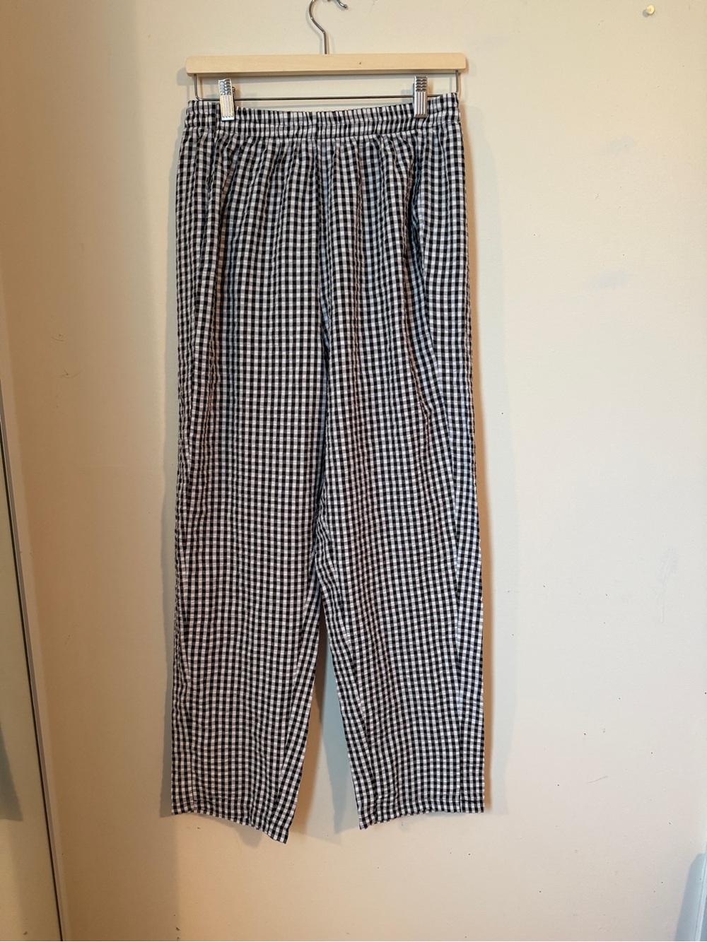 Black & White Gingham Elastic-Waist Trousers
